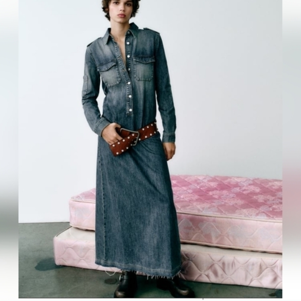 Zara - Women's Maxi Denim  Dress.